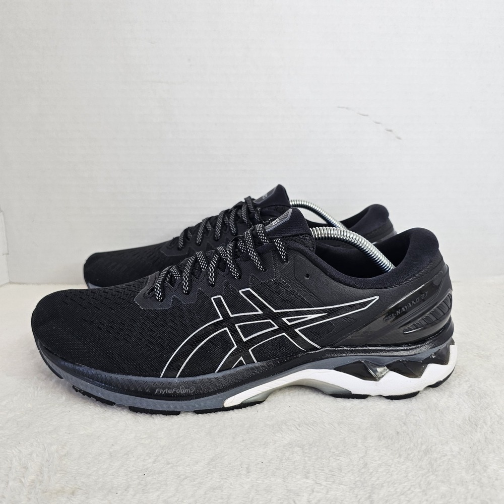 Asics Gel Kayano 27 Black White Silver Running Shoes Sneakers Mens Size 11